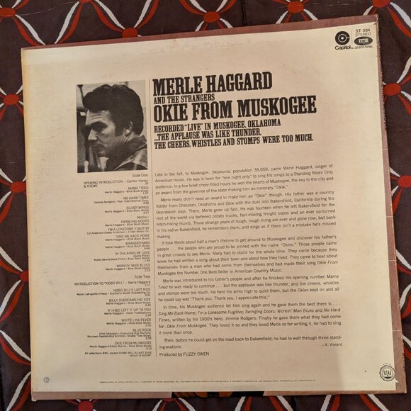 Merle Haggard Okie From Muskogee Recorded "Live" In Muskogee Oklahoma LP Record - Picture 2 of 6